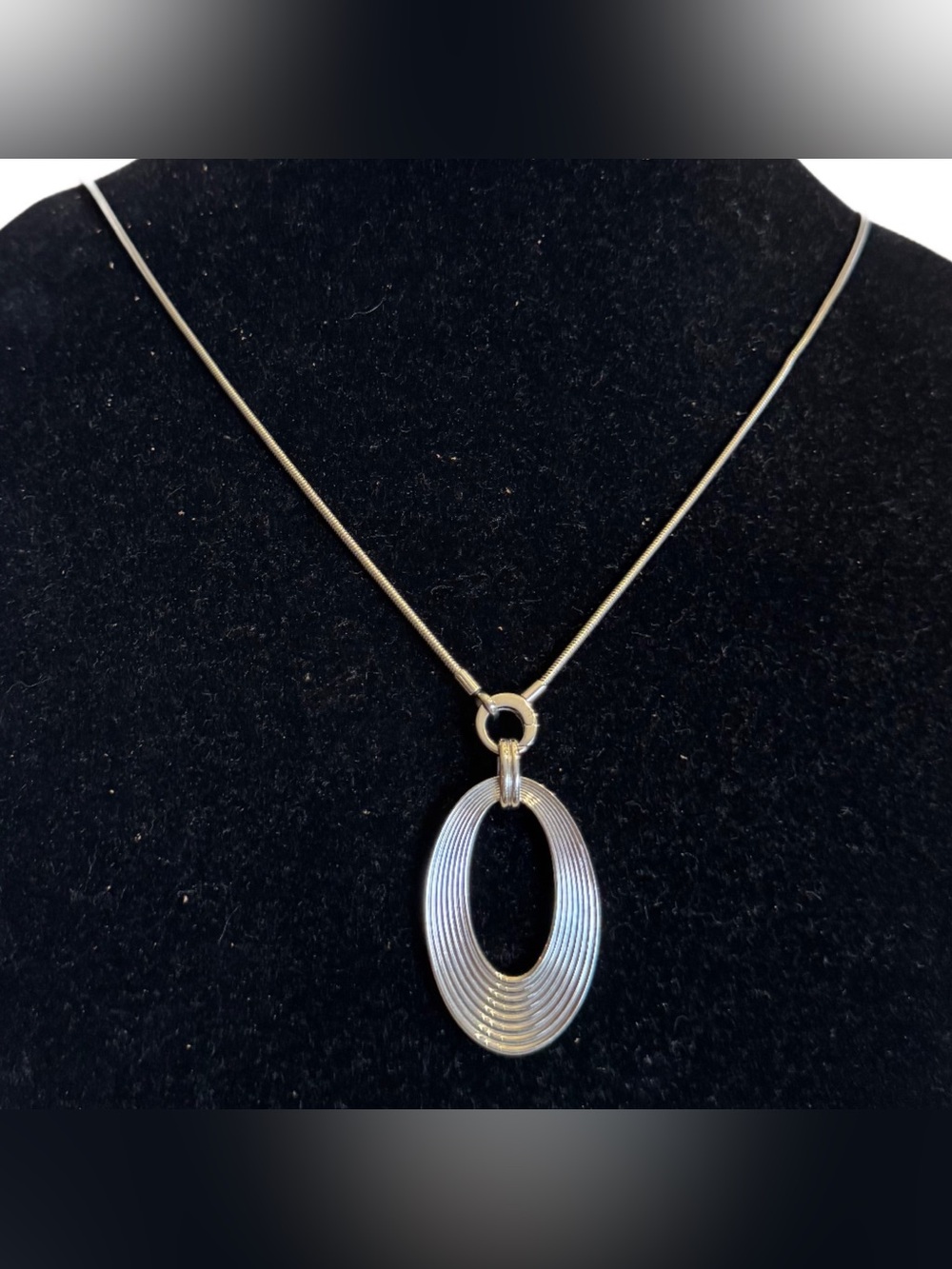 SKAGEN DENMARK Chain Necklace With Oval Pendant Silver Tone Signed Jewelry